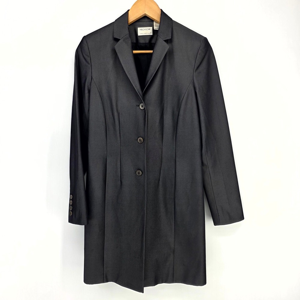 Preview Collection Blazer Coat W 4 Black Longline 3 Button Professional 30238
